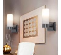 Luce Lampada da Parete Bagno Vetro Opale Argento 1 Fiamma LED 2er Set [EEK: F]