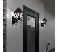 Luce Lampada da Parete Esterni Lanterna Giardino Alluminio Vetro Nero 2er Set [EEK: Non valutato]
