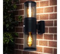 Luce Lampada da Parete Esterni Sensore Muro Casa IP44 2 Fiamma Acciaio Inox E27