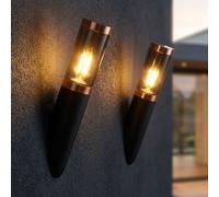 Luce Lampada da Parete Esterno Fiaccola Lampada Patio Rame Nero 2er Set [EEK: Non valutato]