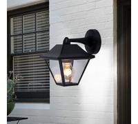Lampada da Parete Lanterna Esterno Giardino 1 Fiamma Nero Vetro H 22,5cm [EEK: Non valutato]