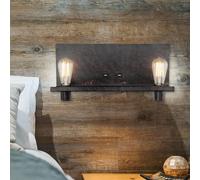 Luce Lampada da Parete Lampada Vintage 2 Fiamma USB Oro Nero 2x E27 48cm [EEK: Non valutato]