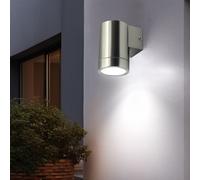 Luce Lampada da Parete per Esterni Facciata IP44 Acciaio Inox Vetro Argento LED