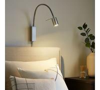 Luce Lampada da Parete Spot collo a Cigno Flessibile LED Scrivania Argento 40cm
