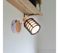 Luce Lampada da Parete Spot di Legno Mobile Casa Campagna Vetro Cromato E14 [EEK: Inaditato]