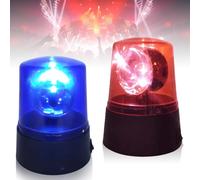 Luce lampeggiante a LED, 2 pezzi, luce LED per feste, colore blu, luce rossa, con riflettore girevole, 360° LED, funzionamento a batteria, illuminazione per feste, discoteca