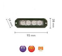 Luce Lampeggiante Strobo Arancione 95mm 4 LED 12V/24V Auto Camion Omologato