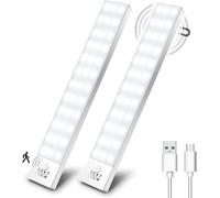 Luce LED Armadio Sensore Movimento, 36 LED, USB Ricaricabile, 23cm, 2 Pezzi