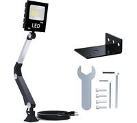 Luce LED da 3000 lumen, braccio regolabile a collo di cigno con cavo da 1 m e base a vite per trapano a pressa, tornio, banco da lavoro, garage