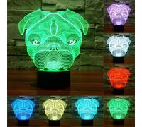 Luce LED di controllo dell'interruttore tattile 3D a forma di cane, 7 Lampa