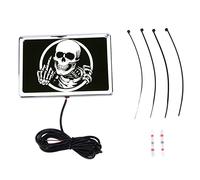 Luce LED Flag 4x6in, motivo scheletro dito medio, cornice ABS nera, DC12V - Alta visibilità e stile aggressivo, montaggio rapido, adesivo incluso per moto UTV ATV (Placcatura)