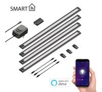 ledscom.de Smart LED sottopensile SIRIS nero opaco, controller WLAN piatto, smart home, abilitato per Alexa 50cm ciascuno, 531lm ciascuno, bianco caldo, set di 4