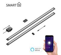 ledscom.de Luce intelligente LED sottopensile SIRIS nero opaco, controller WLAN piatto, smart home, abilitato Alexa, 90 cm ciascuno, 1044lm ciascuno, bianco, set di 2