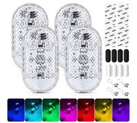Luce LED interno auto, 4 pezzi, magnetica, touch RGB 7 colori, regolabile, ricaricabile, USB, auto