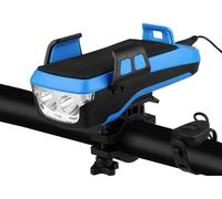 Luce Led per Bicicletta 4 in 1 Ricaricabile con Supporto per Cellulare e clacson