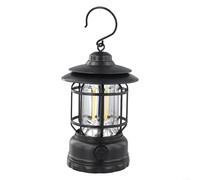 Luce LED per campeggio lanterna vintage portatile, ricaricabile, per escursioni e altro (E)