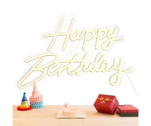 Luce LED per insegna di compleanno - Luce al neon di buon compleanno alimentata tramite USB | Decorazione artistica illuminata in bianco caldo per donne, ragazzi, ragazze, adolescenti | Cartello