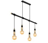 Luce LED per sala da pranzo a sospensione lampada a sospensione in ottone nero 4 fiamme, altezza regolabile tramite avvolgimento, 4x prese E27, LxLxH 100x6x120 cm
