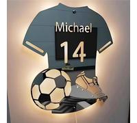 Luce LED Personalizzata For Il Calcio, Numero Di Maglia Con Nome Personalizzato, Luce Notturna For La Camera Da Letto, Luce Al Neon For La Decorazione Del Calcio Della Camera Dei Bambini, Decorazione