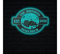 Luce LED Personalizzata per Arte Della Parete in Metallo per Bar Della Birra, Applausi per Boccali Di Birra, Targhetta Con Il Nome Del Pub Della Birra, Arredamento per Bar Con Bevande Alcoliche