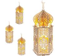 Luce LED Ramadan Wooden Moon, Decorazione del Ramadan,Luci a LED Ramadan Mubarak per il Festival di Eid musulmano Decorativo,Lampada da Tavolo Mubarak Moon fai da te per la