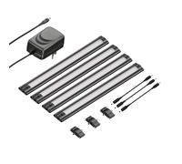 ledscom.de Luce sotto il mobile a LED SIRIS nero opaco, piatto, 30cm, 368lm ciascuno, bianco caldo, set di 4