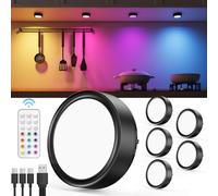 Luce LED Vetrina RGB Ricaricabile USB, Nero Faretto Colorato a Batteria da 2400mAh Luci Armadio Senza Fili con Telecomando e Magneti Luce Sottopensile Cucina LED Adesiva Lampada Sotto Mensola a Pile