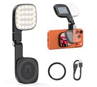 Luce magnetica selfie con specchio, illuminazione portatile mini LED per riempire il telefono, mini stand LED per telefono da scrivania, livelli di luminosità regolabili 3000-6500K, trucco