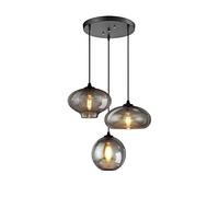 Luce Moderna dell'isola da Cucina, Azzurro a Cluster con 3 luci a soffitto a Globo di Vetro Grigio Grigio elettroplato Regolabili per la Tromba delle Scale della Sala da Pranzo, Base Lampada E27