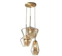 Luce Moderna dell'isola della Cucina, Azzurro a Cluster con 3 luci a soffitto a Globo di Vetro Grigio Grigio elettroplato Regolabili per la Tromba delle Scale della Sala da Pranzo, Base Lampada
