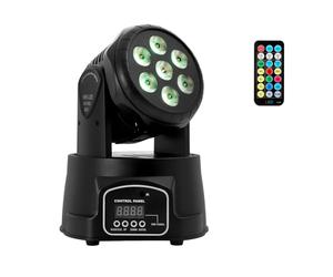 Luce Moving Head 7x10W RGBW - Proiettore per Feste DMX con Telecomando, Controllo Musicale, 630° Orizzontale e 240° Verticale, per DJ, Club, Matrimonio, Palcoscenico - Spina EU (Bianco)