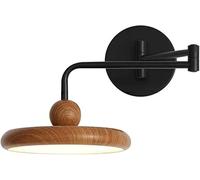 Luce murale del Braccio Altalena Lampada a Parete Moderna Regolabile con Comodino da Comodino a tonalità rotabile per Soggiorno (Legno)