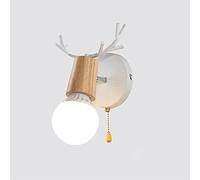 Luce murale, lampada a parete, paperne da toele leggero in legno interno e corna in metallo, applique a parete con interruttore a traino, luci notturne per soggiorno camera da letto comodino progress
