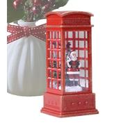 Luce natalizia per cabina telefonica, lampada a LED vintage con pupazzo di neve, lampada rossa per cabina telefonica di Londra, decorazione illuminata da Babbo Natale, luce notturna per tavolo, camera