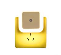 Luce Notte LED Plastica Sottile Presa Doppia Luce Notte LED Plastica(US-Yellow)
