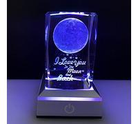 Luce notturna 3D con cristallo lunare multicolore Luce d'atmosfera, I Love You to the Moon and Back Idee regalo per fidanzata, moglie, mamma, donna, anniversario, matrimonio, regalo speciale unico