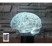Luce notturna 3D con telecomando a forma di cervello 16 colori Illusione di luce LED in acrilico Lampada da comodino per la camera dei bambini Decorazione dell'ufficio Regalo di compleanno Giocattolo