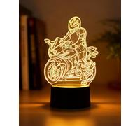 Luce Notturna 3D Moto LED, Lampada Illusione Ottica 16 Colori con Telecomando e Funzione Dimmerabile, Alimentazione USB/Batteria, Lampada da Comodino per Bambini, Regalo Appassionati di Motociclette