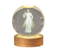Luce Notturna A Di 3D Con Base Illuminata - Gesù Cristo Nostro Salvad0r Il Nostro Ornamento Da Scrivania Re, Lampada Di Alimentazione USB, Decorativa Con Base In Legno Illuminata