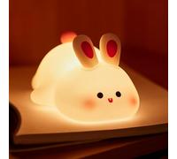 Luce notturna a forma di coniglio per bambini, in silicone, dimmerabile, con coniglietto, lampada da notte ricaricabile, lampada da comodino per allattamento al seno