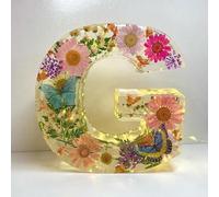 Luce notturna a forma di lettera floreale, luce notturna fai da te, fiori pressati in resina, luce notturna a LED, lampada decorativa per la casa, regalo per la festa della mamma e compleanno