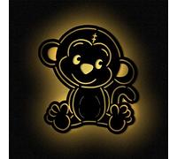 Luce notturna a forma di scimmia, lampada da parete per cameretta dei bambini, in legno MDF, funzionamento a batteria