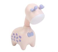 Luce notturna a LED a forma di giraffa, con collo regolabile flessibile e luce blu bassa, ricaricabile tramite USB, per una comoda lettura o decorazione per la casa sul comodino della scrivania (rosa)