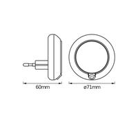 OSRAM LUNETTA Luce notturna rotonda bianca con sensore; Tecnologia LED; Flusso luminoso 3 lm; 3000 K bianco caldo; interruttore on/off; installazione della presa