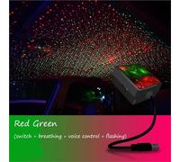 Luce Notturna a LED for Auto, proiettore USB, Luce Romantica, Controllo vocale, Luce Interna for Auto Girevole, for Feste in Camera da Letto(Red Green)