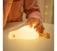Luce notturna a LED for bambini, portatile, graziosa anatra sdraiata in silicone for vivaio, lampada da comodino, ricaricabile tramite USB, for bambini, ragazze e ragazzi