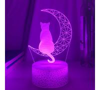 Luce notturna a LED in acrilico 3D con immagine di gatto e luna, luce notturna per bambini, camera da letto, luci per dormire, regalo per la casa, lampade da tavolo, colore B-16 con controllo re