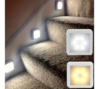 Luce notturna a sensore quadrata, luce a parete a LED, interruttore automatico a sensore, alimentata a batteria (batterie non incluse), adatta per corridoio, passaggio, scala, comodino, bagno e altri