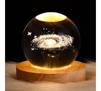 Luce notturna a sfera di cristallo 3D per bambini palla di vetro lampada da notte con base in legno fantasia scrivania Presente spazio decorazione Crsytal palla LED galassia pianeta luce notturna