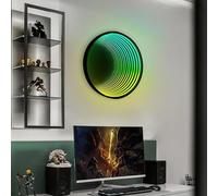Luce Notturna A Tunnel Sensoriale Infinity Mirror 3D Rotonda Infinity Wall Mirror Luce Multicolore Che Cambia Luce Premium Infinity Mirror Tunnel Light LED Mirror per Feste di Comple, 30cm/11.8in